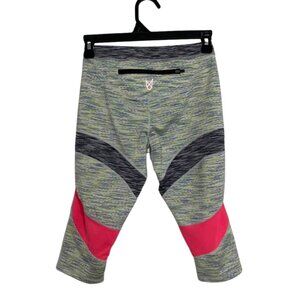 MinkPink Cropped Capri Rear Zipper Pocket Pink and Grey Athletic Leggings